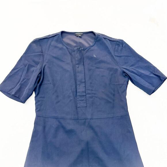 Theory Navy Blue Short Sleeve Shift Dress Knee High Size 10 Mint - Picture 5 of 5